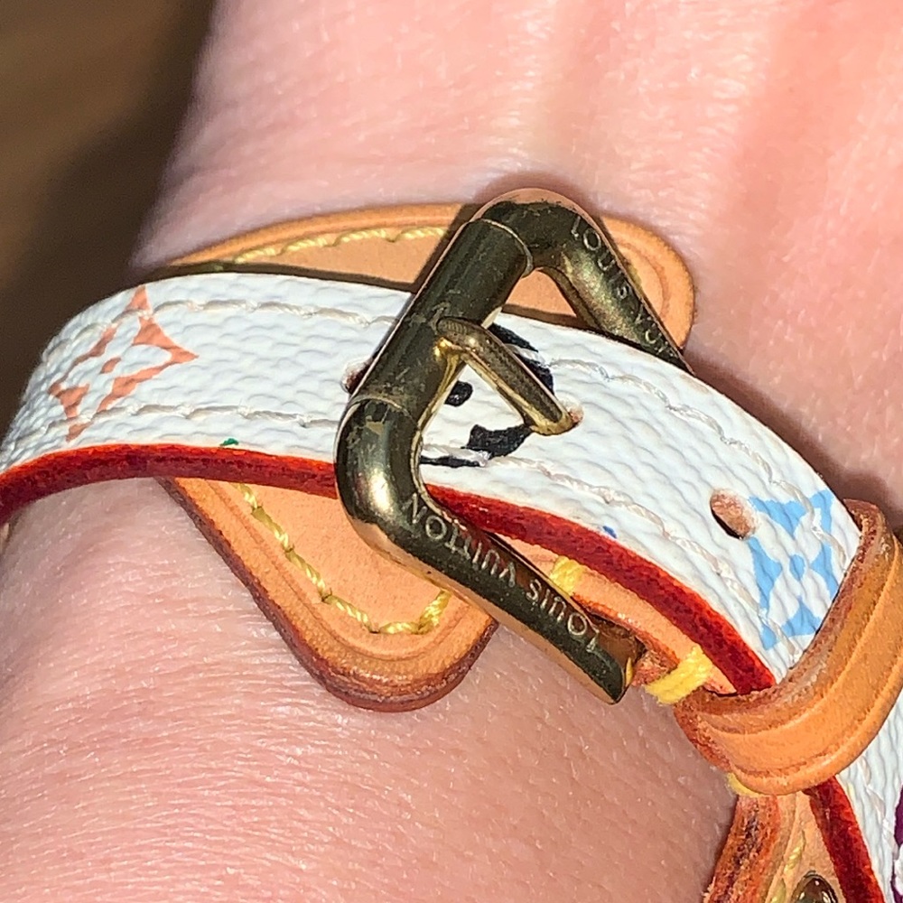 Authentic Louis Vuitton Leather Murakami Bracelet Cuff - Picture 3 of 14